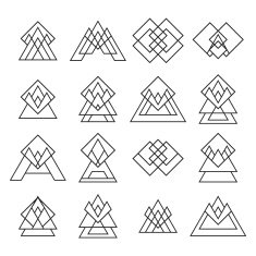 Set of trendy geometric shapes Geometric icons Hipster logotyp