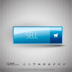 Modern button SELL with icons set