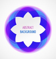 Abstract white floral banner on blue circle background