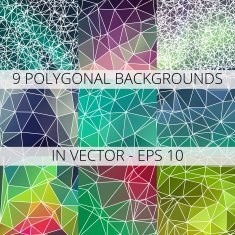 Set of 9 abstract triangle polygonal backgrounds