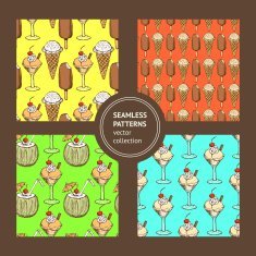 Sketch set with ice cream patterns