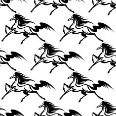 Graceful black horses seamless pattern