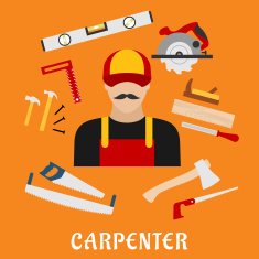 Carpenter and his toolbox tools