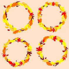 Autumnal leaves wreaths or frames