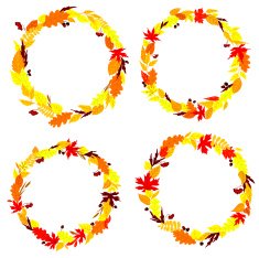 Autumnal leaves frames and borders set