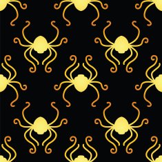 Halloween Gold Spiders Seamless Pattern