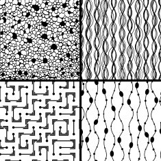 Set of four monochrome geometrical patterns