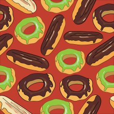 seamless background with eclairs and donuts N3