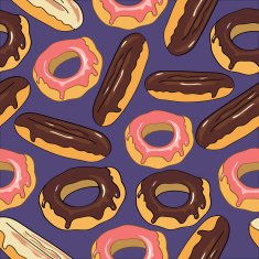 seamless background with eclairs and donuts N4