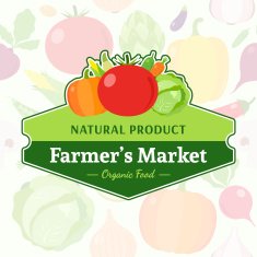 Vegetables Label over Seamless Pattern N2