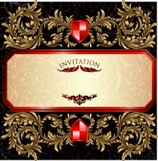 Vintage frame with heraldic detailed golden floral branches