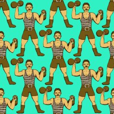 Sketch circus strongman in vintage style