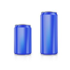 Set of blue blank aluminium cans