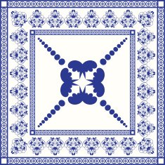 Mediterranean traditional blue and white tile pattern N2