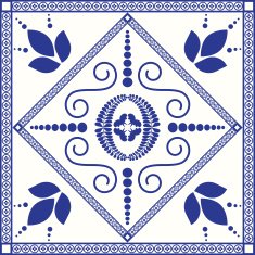 Mediterranean traditional blue and white tile pattern N3