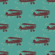 Vintage seamless pattern with airplanes N2