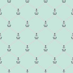 Nautical rope and small anchors seamless fishnet pattern