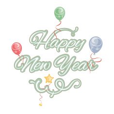 Happy new year isolated text N2