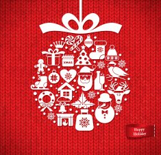 Knitting seamless pattern witch decoration xmas ball N2