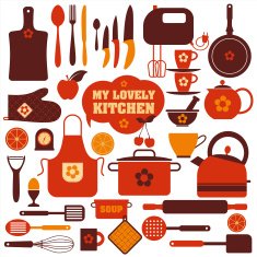 Kitchen icons set of tools N4