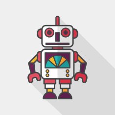 vintage robot flat icon with long shadow eps 10 N13