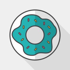 donut flat icon with long shadow eps10 N5
