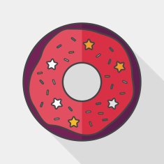 donut flat icon with long shadow eps10 N6