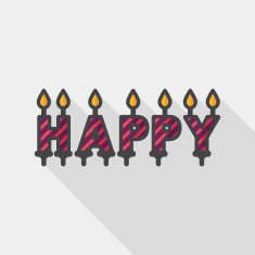 Birthday candles flat icon with long shadow eps10 N9