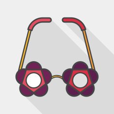 flower glasses flat icon with long shadow eps10 N13