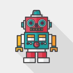 vintage robot flat icon with long shadow eps 10 N14