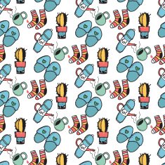 Cute funny seamless pattern with house things