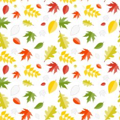 Shiny Autumn Natural Leaves Seamless Pattern Background Vector
