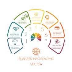 Lines Semicircle infographic seven positions N2