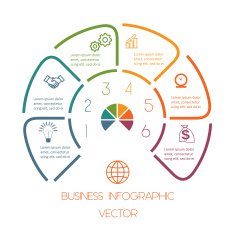 Lines Semicircle infographic six positions N2