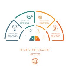 Lines Semicircle infographic four positions N2