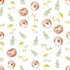 Seamless background made of cheese rosemary and tomato