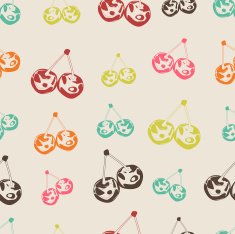 Seamless background made of cherry in linear style