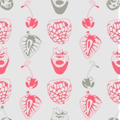 Seamless background made of berries in linear style