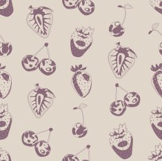 Seamless background made of berries in linear style N4