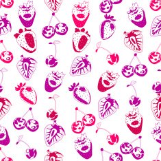 Seamless background made of berries in linear style N5