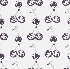 Seamless background made of cherry in linear style N2
