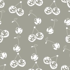 Seamless background made of cherry in linear style N3