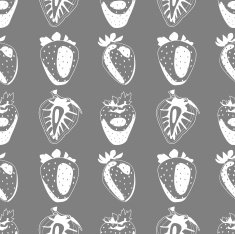 Seamless background made of strawberry in linear style