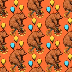 Sketch bear on a bike in vintage style