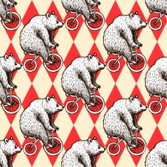 Sketch bear on a bike in vintage style N2