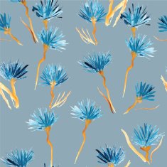 Retro background made of watercolor flowers Vintage hipster seamless pattern