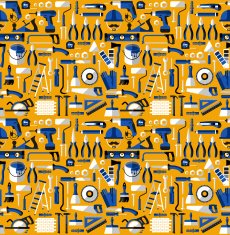 Color seamless pattern of building tools flat style