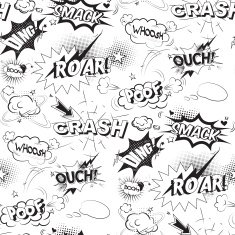 Comic black speech bubbles in pop art style seamless pattern N2