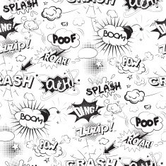 Comic black speech bubbles in pop art style seamless pattern N3