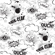 Comic black speech bubbles in pop art style seamless pattern N4